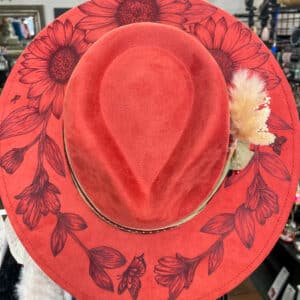 Red Dahlia Wide Brim Hat
